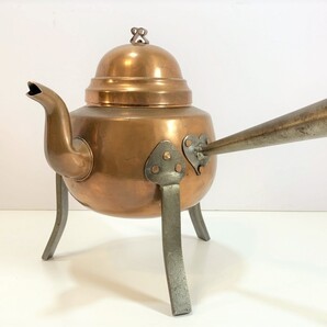 送料無料 貴重 スウェーデン製 脚付き 銅製 アンティーク コッパーケトル Leksand SVENSK (やかん・ケトル・北欧)