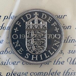 完全未使用 イギリス 1シリング白銅貨 1970 イングランド プルーフコイン スリーライオン