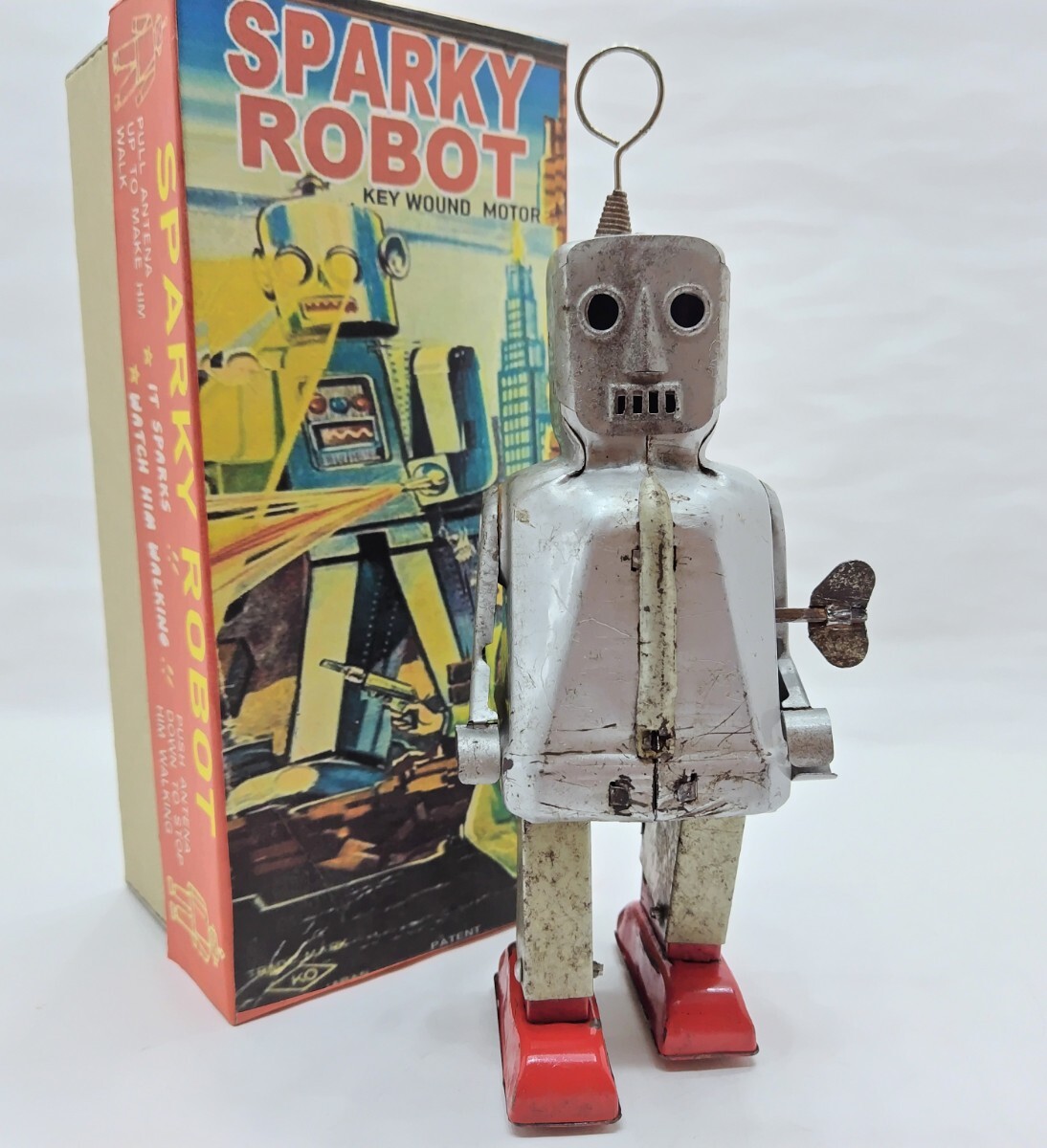 Yahoo!オークション -「スパーキーロボット」(ロボット) (ブリキ Yahoo!オークション -「スパーキーロボット」(ロボット) (ブリキ