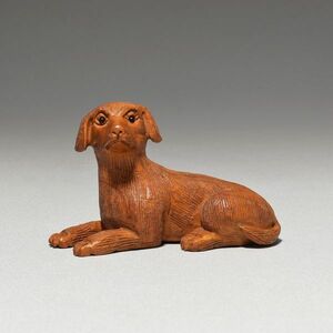 根付 犬 柘植 木彫品 木製 彫刻品 現品お渡し 0707-5-6