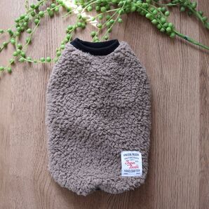 犬服 もこもこシープボアタンクトップ ブラウン ハンドメイド