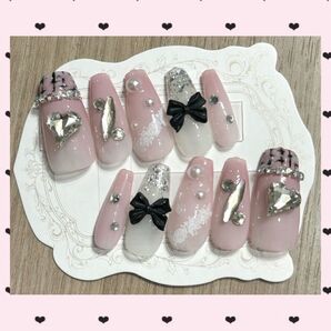 #029 ネイルチップオーダー バレリーナ ピンク フレンチガーリー 量産