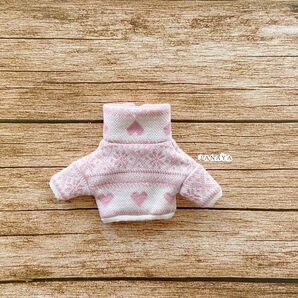 JANAYA ハンドメイド オビツ11服 ハイネックトップス ピンクハート柄