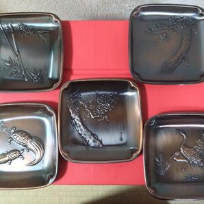 スチール 銘々皿 菓子器【梅花香 珠光】5客セット