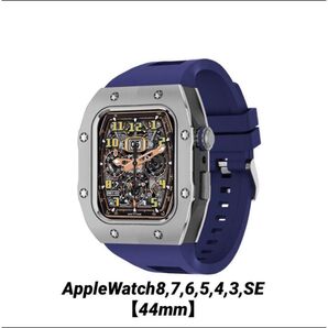 重厚感apple watch ケース頑丈44mm シルバー ネイビー