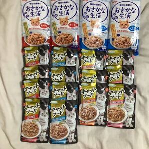 猫餌 A おさかな生活 60g 3食入 赤2青2計4(12食)と E くらしのベスト 70g 赤4青4朱3桃3(14食) 計26食 送料負担別出 賞味2026年以降