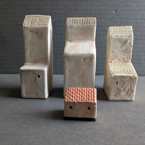 陶芸作品 アンティーク風・家のオブジェ4点セット
