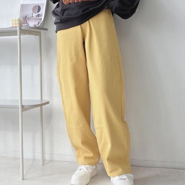 AS KNOW AS パンツ デニム ジーンズベルト付ゆるりカーブパンツ レディース