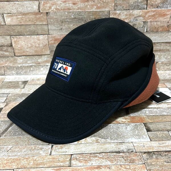 【新品】DIESEL/フリース素材 ベルクロバックストラップキャップ 帽子
