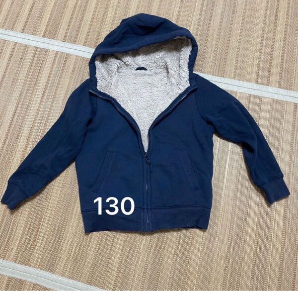 UNIQLO パーカー 130 ネイビー ボア ジップアップ