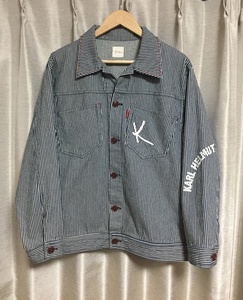  popular *[Karl Helmut] Logo print design Hickory Denim jacket M Karl hell m Pink House 