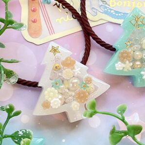 294 クリスマス キラキラ ヘアゴム レジン シェイカー キッズゴム ハンドメイド レジン 子供用