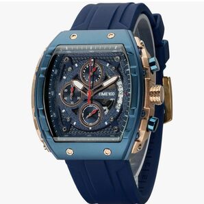 TIME100 高級 メンズ腕時計 カレンダー付 夜光 防水 スポーツ風 ブルー 腕時計 プレゼント カッコいい