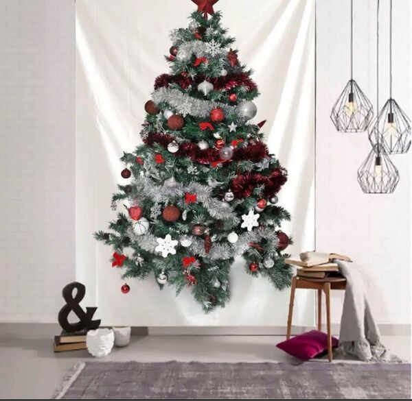 クリスマス タペストリー シルバー ゴールド 壁掛け 大きなクリスマスツリー 豪華 ツリー