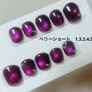 【サイズオーダー】 パープルマグネットネイル ネイルチップ