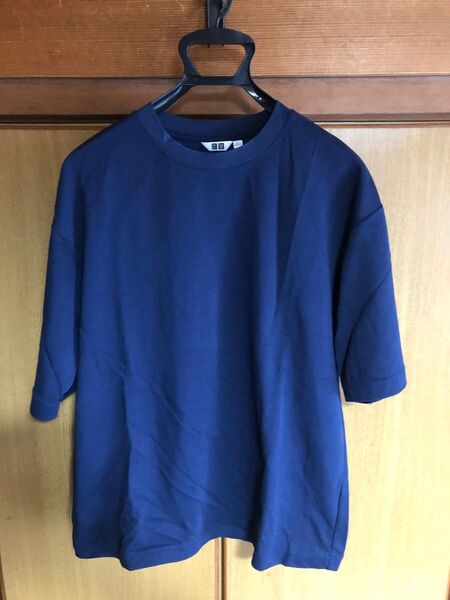 【UNIQLO ユニクロ】ネイビー クルーネック 半袖Tシャツ Lサイズ カットソー 無地
