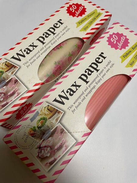 ワックスペーパー 50シート×2箱 薔薇柄ストライプ柄