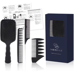 【ツーブロックスタイルのお供に】 ヘアコームセット パドルブラシ ブラシ コーム ヘアセット テール テールコーム NEBELE