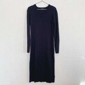 ロングニットワンピース Vネックニットワンピース マタニティワンピース