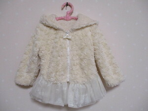 Ωma The way zΩ*76.* pretty hem chu-ru attaching soft parka eggshell white 1229