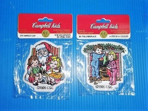 ☆Campbell Soup☆Campbell Kid☆1995年☆キャンベルスープ☆キャンベルキッズ☆ワッペン☆2種セット☆サンタ☆クリスマス☆刺繍☆アメリカ
