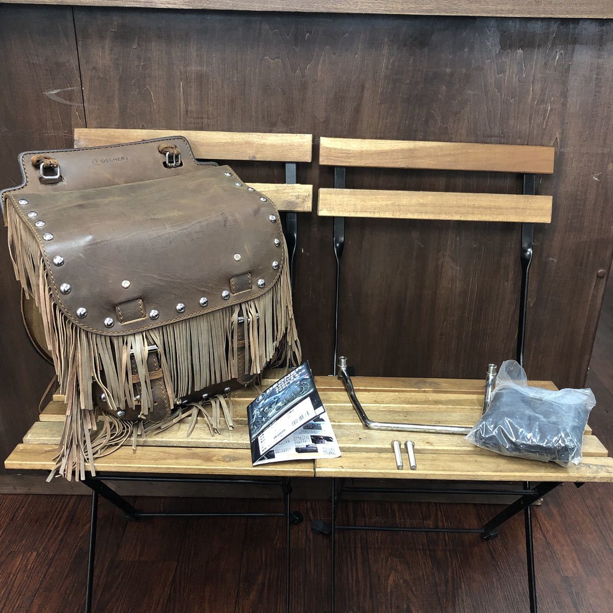 シルバー金具 デグナー☆ヴィンテージレザーサドルバッグ 濃茶 定42900