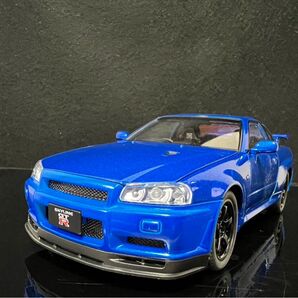 スカイラインGTR R34 日産 1/32 ミニカー 青 H182