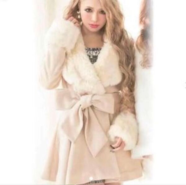 LuxeRose ファー付きトレンチコート M