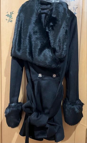 LuxeRose ファー付きトレンチコート M