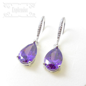 urug I production high quality amethyst Teardrop one bead earrings ( hook type )