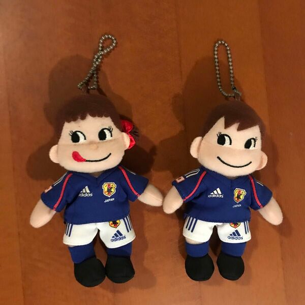 不二家 ペコちゃん ポコちゃん マスコット 日本代表 サッカー ユニフォーム スクバ カップル