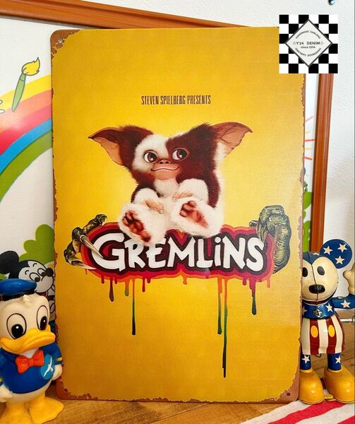 【ラスト1点】グレムリン③ ギズモ ブリキ看板 アメリカン雑貨 アメリカンフェンス ガレージ 世田谷ベース アメリカンガレージ