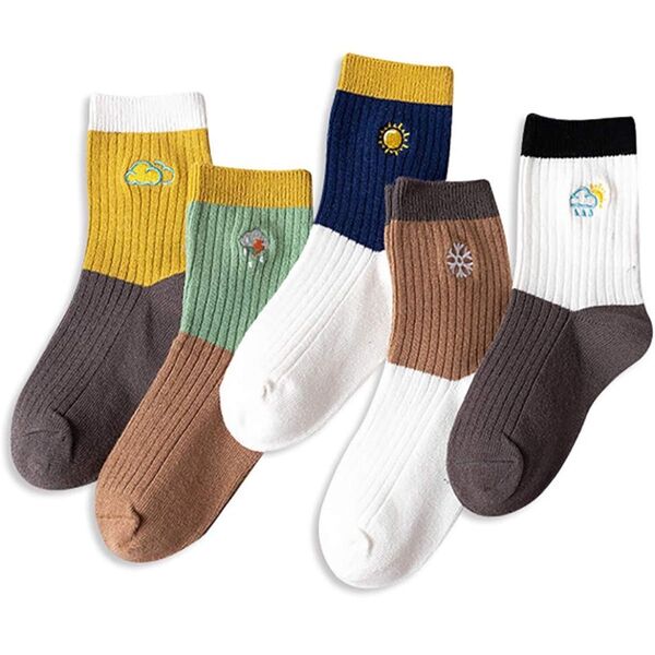 キッズ 靴下 子供 5足セット スクール ソックス カラフル 11-14cm
