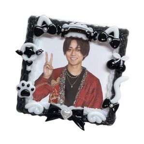 297 ホイップデコ ましかくサイズ ブラック 黒 ねこ耳エンジェルメイド 羽 コースターサイズ 硬質ケース レジンデコ