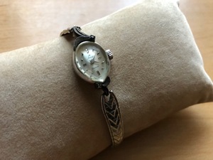  excellent rare rare antique Image DIAMOND SWISS 10K RGP BEZEL silver SS Vintage hand winding lady's wristwatch 