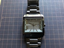 良好程度 レア ARMANI EXCHANGE アルマーニ エクスチェンジ デイト スクエア ブラック 純正ブレス AX2202 クオーツ メンズ 腕時計_画像3