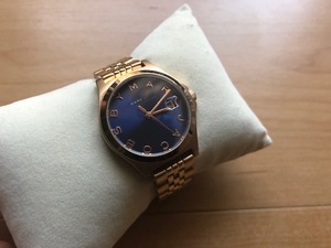 Редкий хороший продукт Marc от Marc Jacobs Mark Jacobs Gold x Blue Slim Mini MBM3322 Подлинное дыхание Quartz Watch