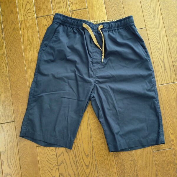 ネイビー ショートパンツ ゴムウエスト 調整紐付きM