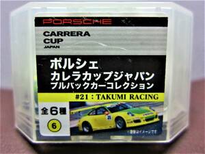 アサヒワンダ☆ポルシェカレラカップジャパンプルバックカーコレクション★6.TAKUMI RACING #21(イエロー×グリーン)★WONDA2010