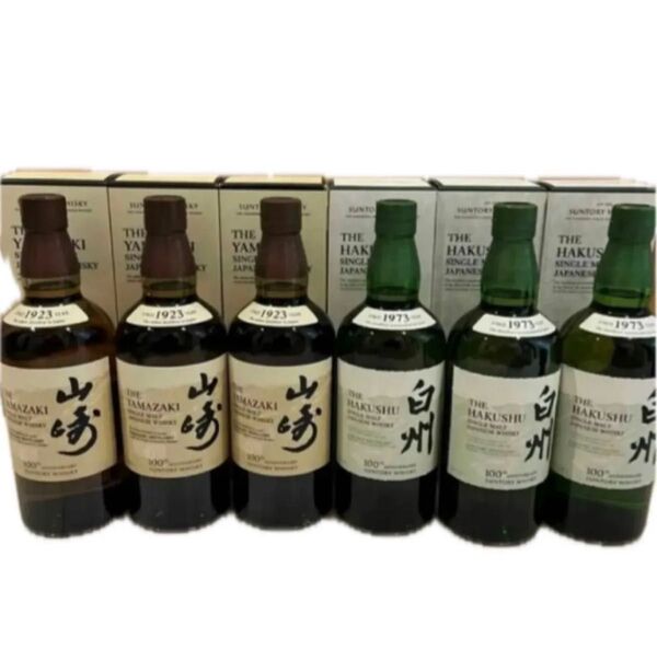 山崎 白州 100周年ラベル シングルモルト 700ml 化粧箱付 サントリー ジャパニーズウィスキー 各3本