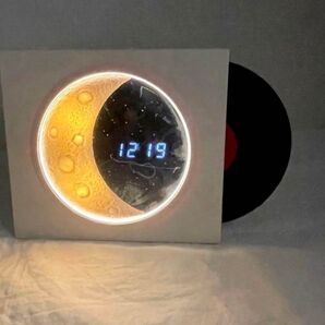 【新品】Bluetooth付 スピーカー ルームライト レコード 月 レトロ 音楽 ライト ホワイト