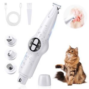 ペット用バリカン TYPE-C 充電 LEDライト付き 18 mmワイド刃 低騒音 低振動 2in1ペット用バリカン コードレス