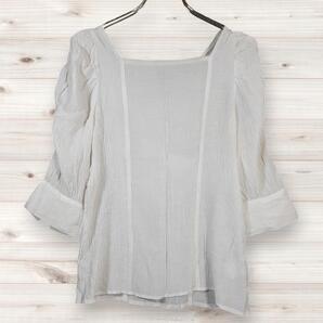 C0327 アンドティーチ And Tearch ブラウス 長袖 (M) 白 無地