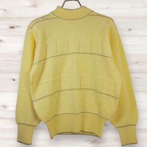 C0331 キャロル caroll ニットセーター 長袖 (黄色) ボーダー 総柄 ラメ
