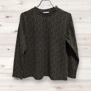 C0864 百合 ブラウス 長袖 (L) 茶 花柄 総柄