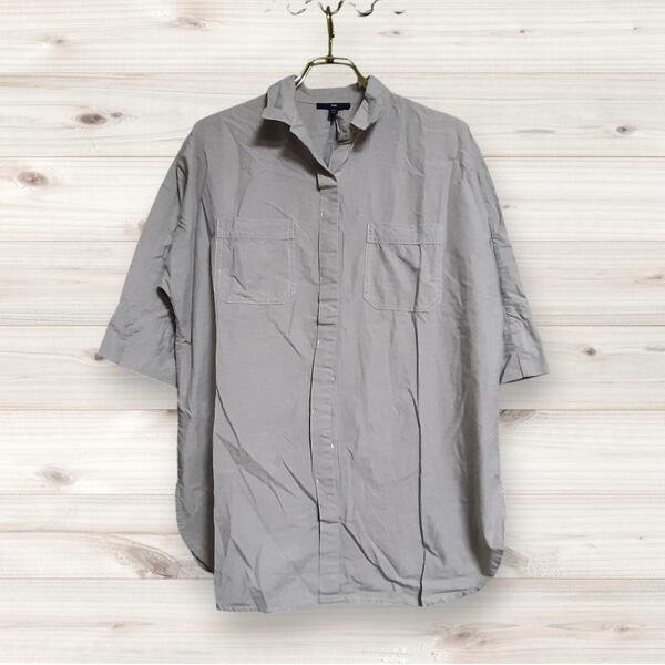F0025 ギャップ GAP 長袖シャツ (SS XS) 無地 グレー