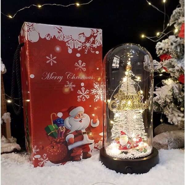 ミニクリスマスツリー 卓上 LEDライト付き 電池式 クリエイティブギフト クリスマスリビングルーム ギフトボックス付き