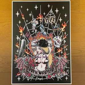 yuichiオリジナル『DEATH WEB GIRL』A3ポスター アート 複製品