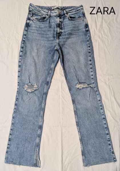 ZARA ブーツカットデニム ライトブルー 40