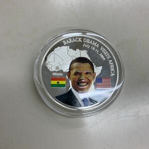 C371リベリア5ドルカラーコイン銀貨ダイヤモンド付きオバマ大統領